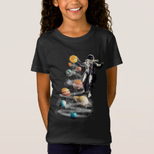 Camiseta Natal no Astronauta do Sistema Solar no Espaço