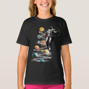Camiseta Natal no Astronauta do Sistema Solar no Espaço