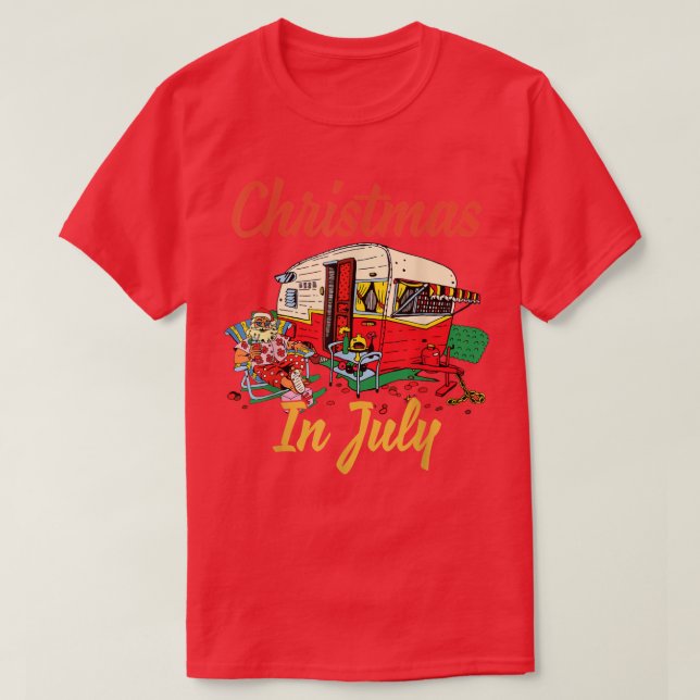 Camiseta Natal No Campo De Acampamento De Julho (Frente do Design)