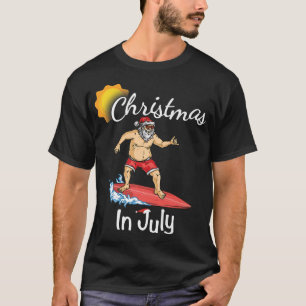 Camiseta Natal no mês de julho, Surf Engraçado, Santa Hat B
