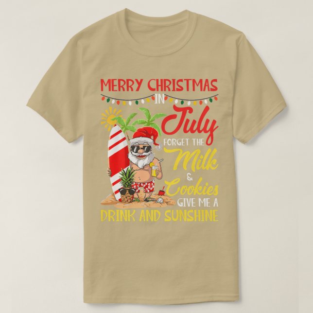 Camiseta Natal No Verão De Bebendo De Papais noeis De Festa (Frente do Design)