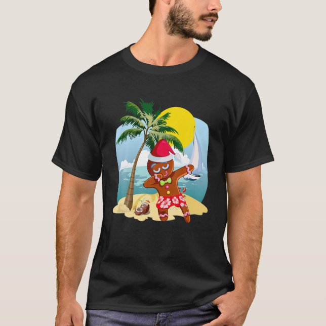 Camiseta Natal No Verão De Dabbing Papais noeis Gingerpão (Frente)
