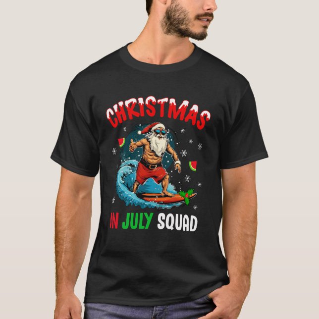 Camiseta Natal No Verão Santa Claus Beach Havaí (Frente)