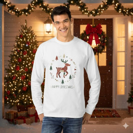 Camiseta Natal Nórdico Geométrico Rena