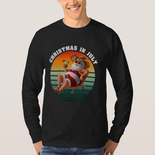 Camiseta Natal nos Papais noeis de julho sobre as férias no (Frente)