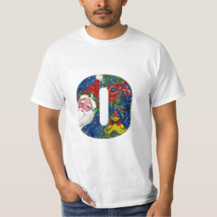 CAMISETA NATAL O LETTER / SANTA CLAUS COM BORRACHA VERMELHA