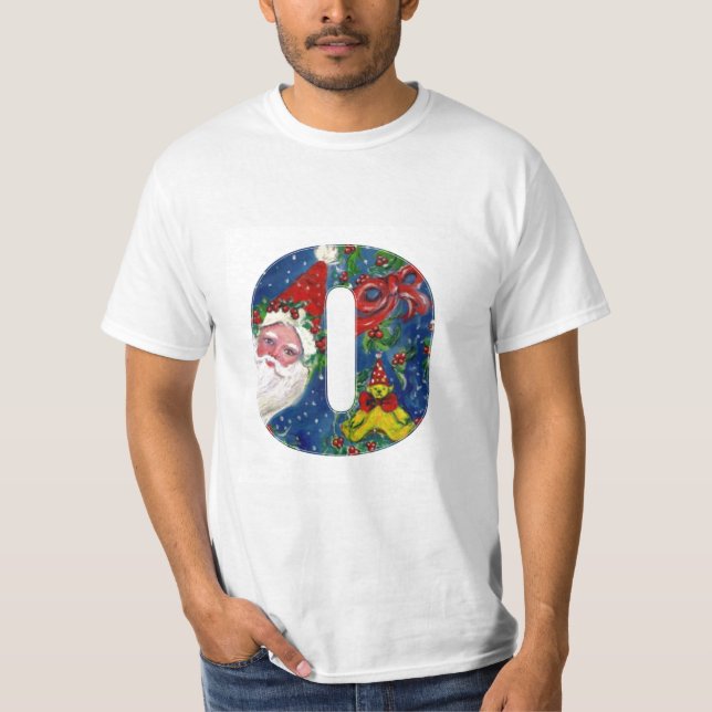 CAMISETA NATAL O LETTER / SANTA CLAUS COM BORRACHA VERMELHA (Frente)