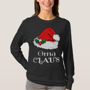 Camiseta Natal Oma Claus Correspondendo Pajama Santa Hat X-