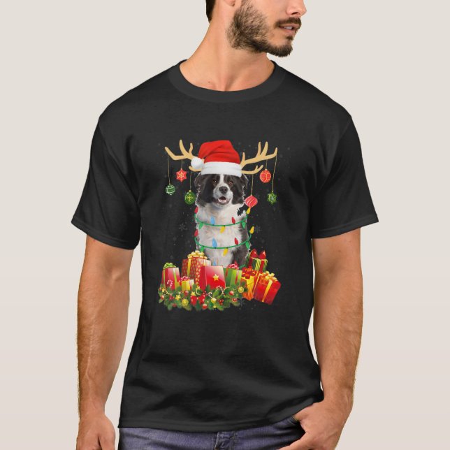 Camiseta Natal Pajama Border Collie Costume (Frente)