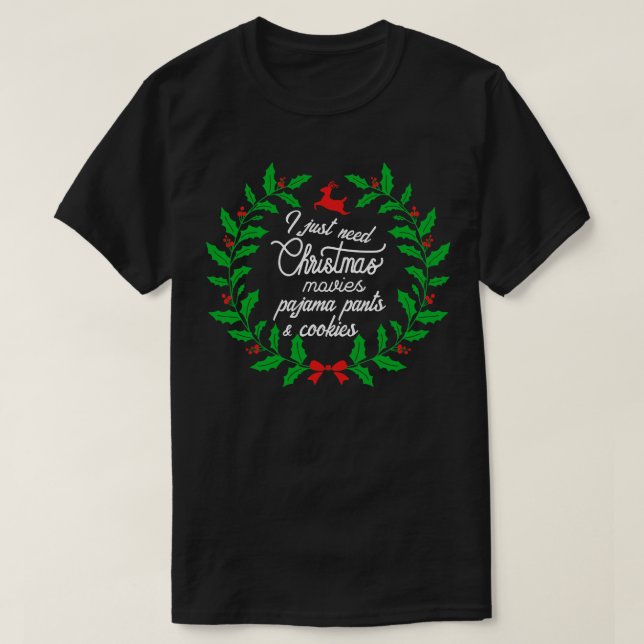Camiseta Natal Pajama Calça Cookies Engraçados Dedicados (Frente do Design)