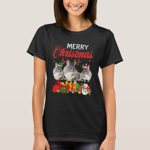 Camiseta Natal Pajama Chinchilla Xmas Tree Lights Anim
