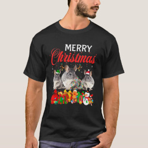 Camiseta Natal Pajama Chinchilla Xmas Tree Lights Anima