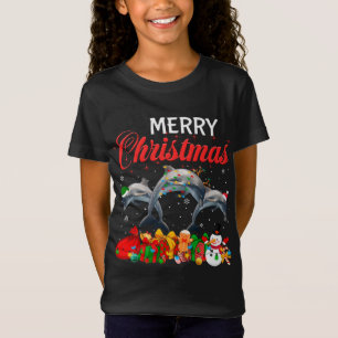 Camiseta Natal Pajama Dolphin Lover Xmas Tree Lights An