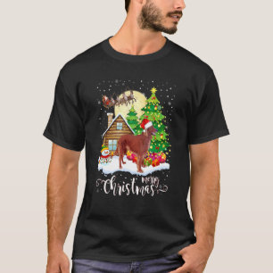 Camiseta Natal Pajama Irish Setter Tree Xmas Dog Pai Mo