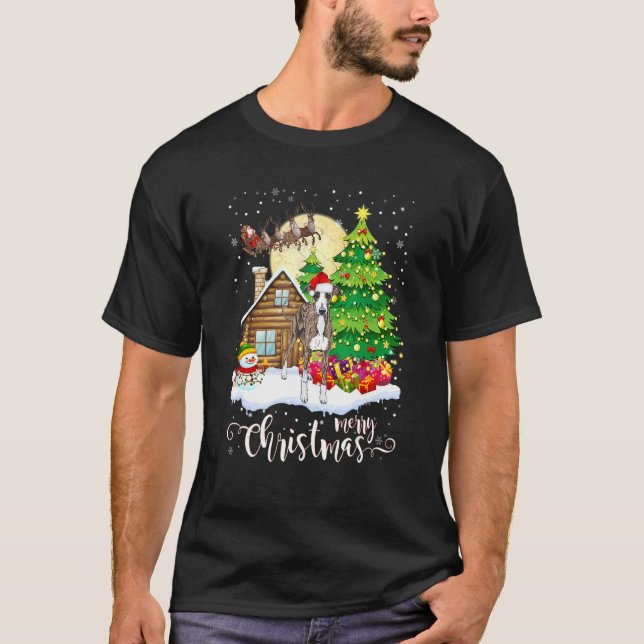 Camiseta Natal Pajama Italiano Greyhound Tree Xmas Cão D (Frente)