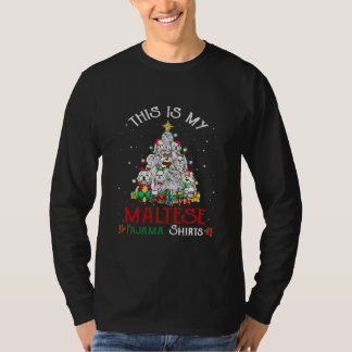 Camiseta Natal Pajama Mostra Cachorro Maltês Engraçado