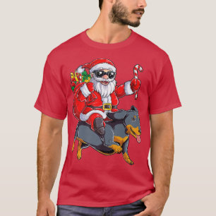 Camiseta Natal Papai Noel Andando Dachshund Xmas Boys D
