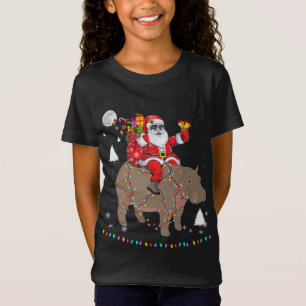 Camiseta Natal Papai Noel Andando Hippo Luz Xmas Hol