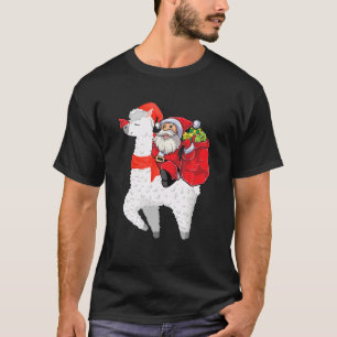 Camiseta Natal Papai Noel Andando Llama Para Meninos F