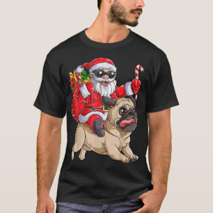 Camiseta Natal Papai Noel Andando Pug Xmas Meninas P