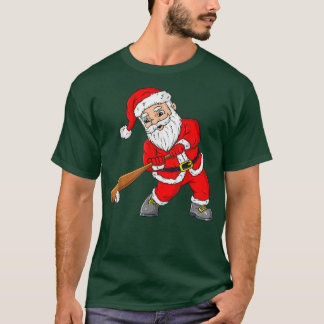 Camiseta Natal Papai Noel com Baseball Merry Xmas Par