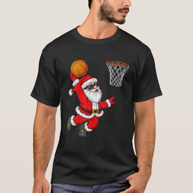 Camiseta Natal Papai Noel Dunking A Basball Boys Ki (Frente)