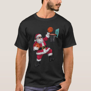 Camiseta Natal Papai Noel Dunking Um Xmas De Basquete