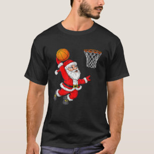 Camiseta Natal Papai Noel Dunquerando Um Basquete Engraçado