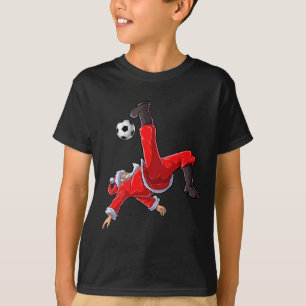 Camiseta Natal Papai Noel Futebol Chute de Bicicleta Natal 