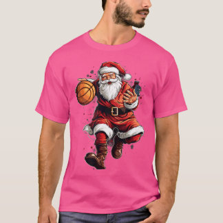 Camiseta Natal Papai Noel Jogando Basquete Natal