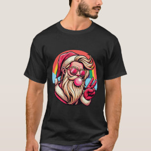 Camiseta Natal Papai Noel Paz Rosa Natal Chiclete Gay Rai