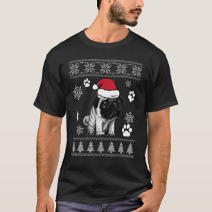 Camiseta Natal Papai Noel Pug Cão Pai Mãe Menino Menina Xma