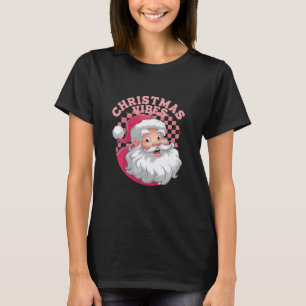 Camiseta Natal Papai Noel Rosa Vintage Retro