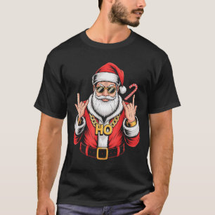 Camiseta Natal Papai Noel Vintage Ho Ho Corrente Retro Xmas
