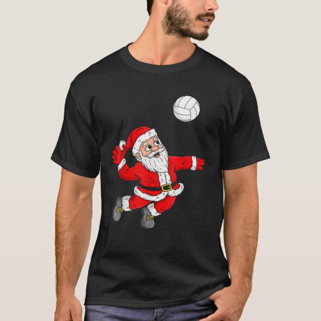 Camiseta Natal Papai Noel Voleibol Meninas Crianças T (Frente)