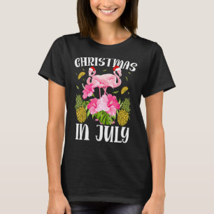 Camiseta Natal Para As Mulheres Rosa Flamingo 2