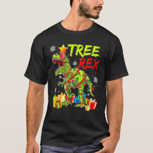 Camiseta Natal Para Crianças Árvore T - Rex Dinossaur Xmas