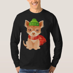 Camiseta Natal Para Crianças Cute Chihuahua Winter Hat Scar