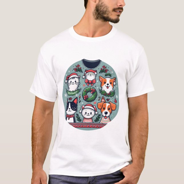 Camiseta Natal para gatos e cães (Frente)