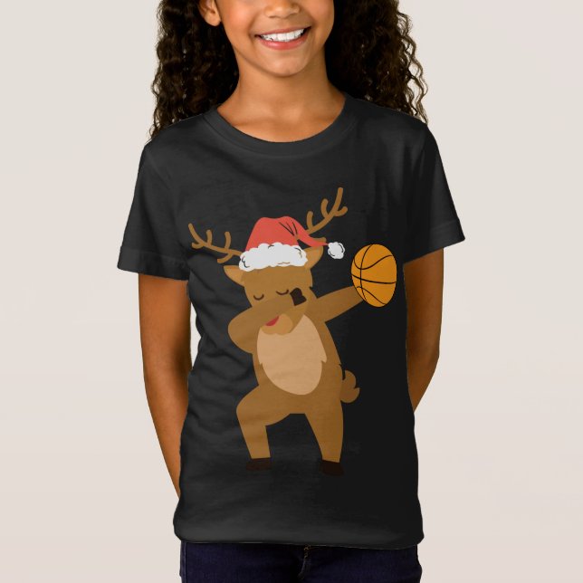 Camiseta Natal para Papais noeis de basquete de renas (Frente)