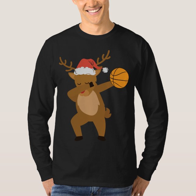 Camiseta Natal para Papais noeis de basquete de renas (Frente)