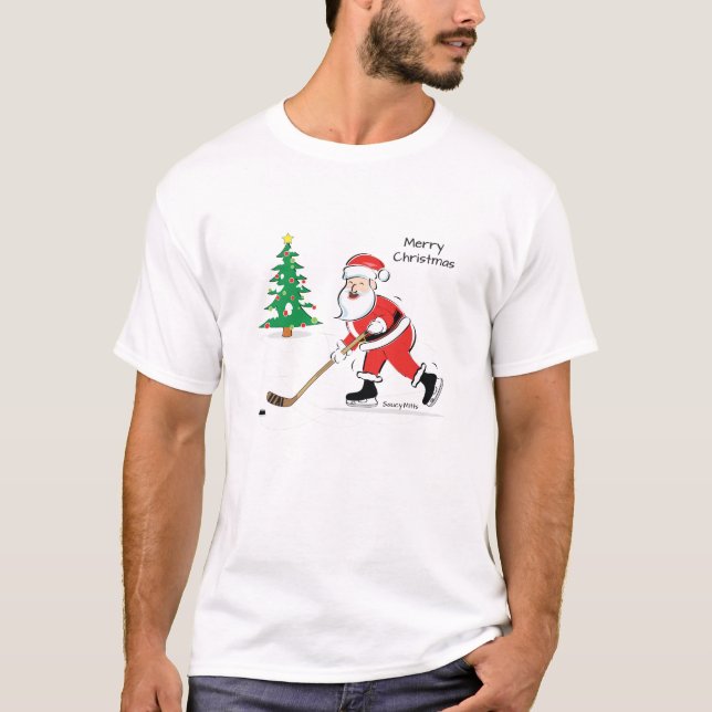Camiseta Natal para Papais noeis de hóquei (Frente)