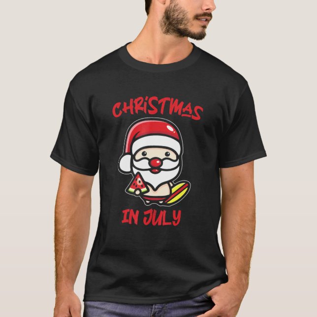 Camiseta Natal Para Papais noeis De Melancia Em Julho, Summ (Frente)
