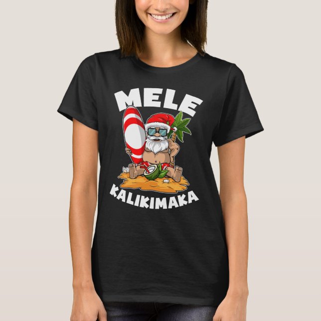 Camiseta Natal para Papais noeis de surfe Mele Kalikimaka e (Frente)