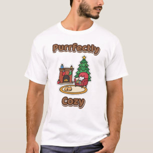 Camiseta Natal Perfeitamente Aconchegante com Gatos na Lare