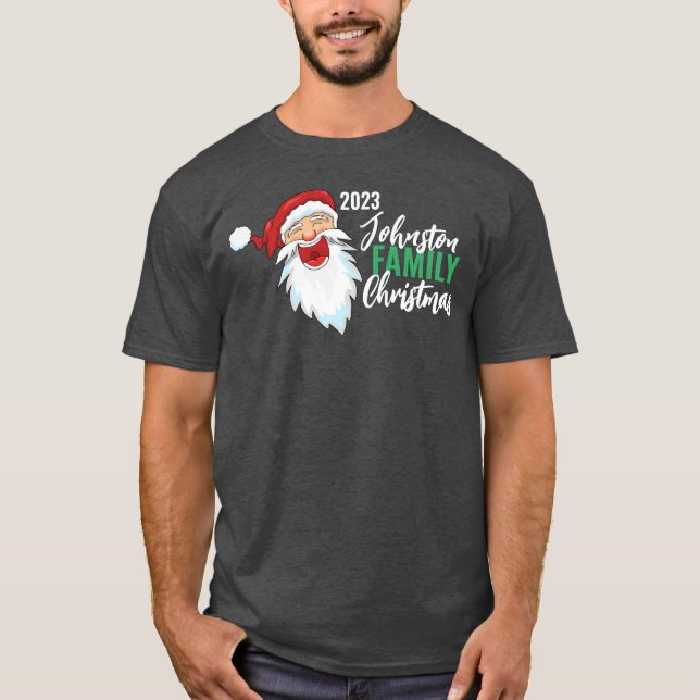 Camiseta Natal Personalizado da Família de Papais noeis cri (Frente)
