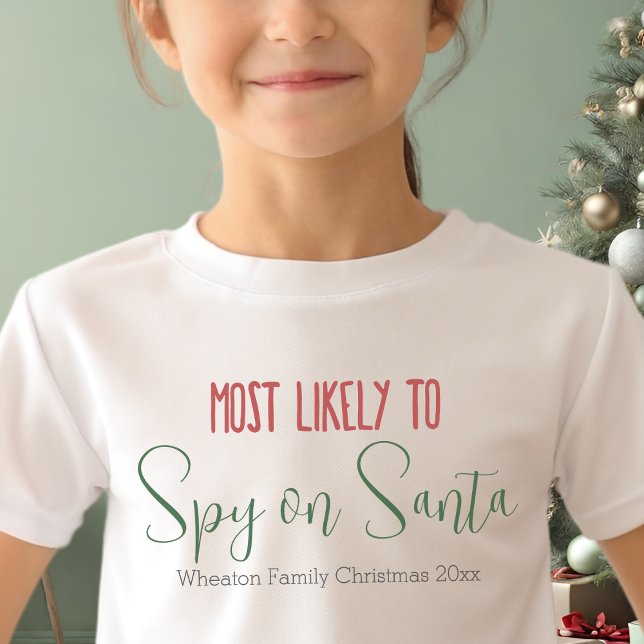 Camiseta Natal Personalizado Da Família Engraçado ("most likely to" custom christmas family shirts personalizable red and green cute modern shirts)