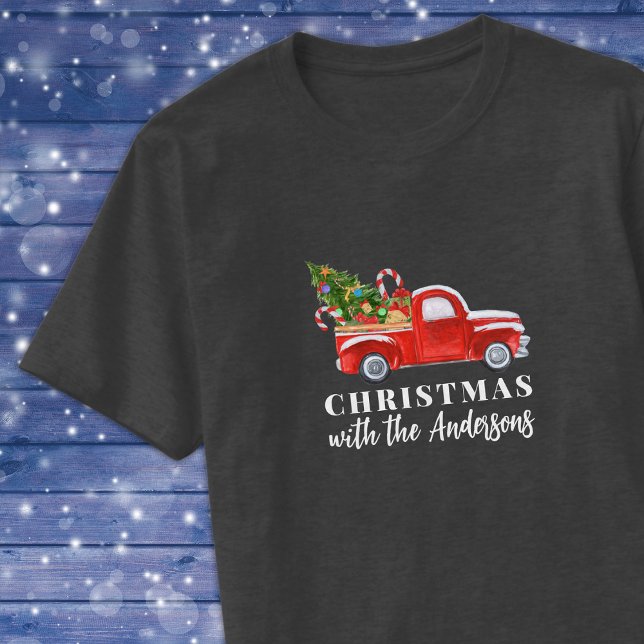 Camiseta Natal Personalizado da Família Truck Vermelho (Criador carregado)