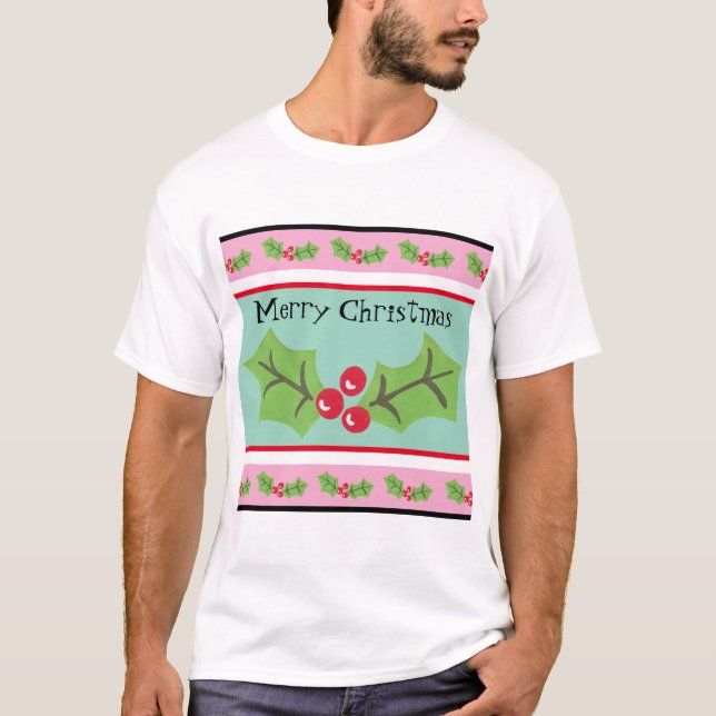 Camiseta Natal Personalizado Holly & Berries (Frente)
