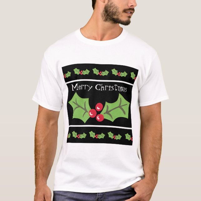 Camiseta Natal Personalizado Holly & Berries (Frente)